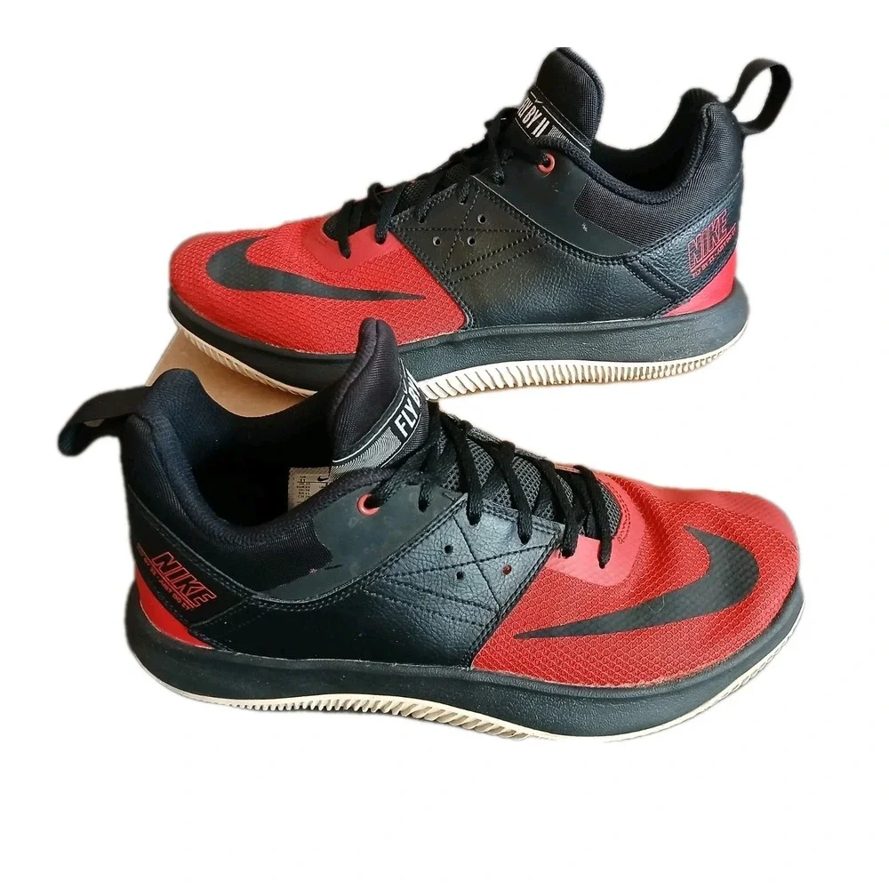 Nike Fly By II Mens Basketball Shoes Red‎ Black Low Top Sneakers CU3503-600